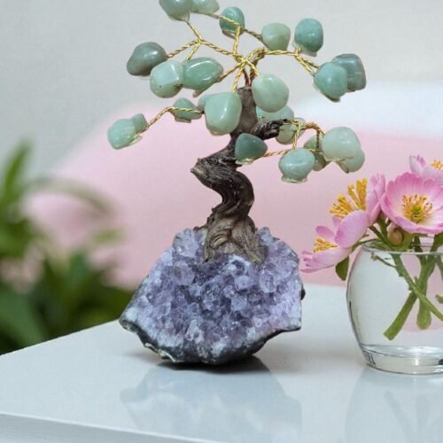 2024/04/1000262767.jpg Árvore Da Felicidade Quartzo Verde Com Base Drusa Ametista