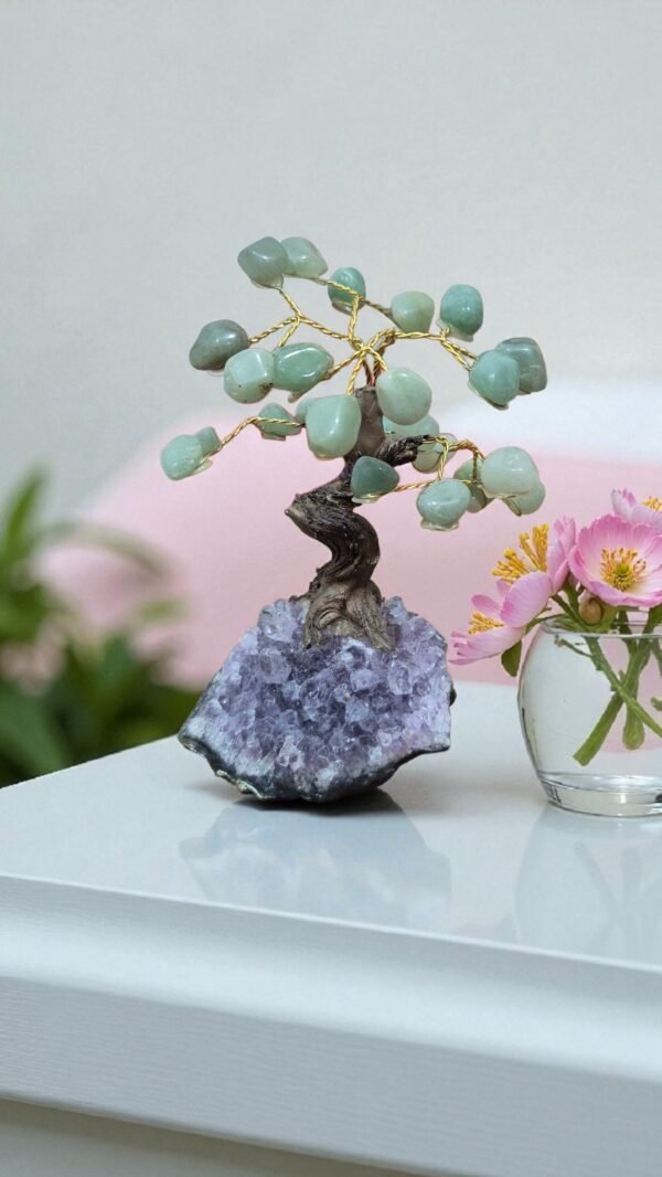 2024/04/1000262767.jpg Árvore Da Felicidade Quartzo Verde Com Base Drusa Ametista