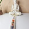 Incensário de Pedra Natural Selenita Barra com Kit 7 Chakras Natural Rolado.