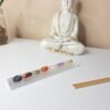 Incensário de Pedra Natural Selenita Barra com Kit 7 Chakras Natural Rolado.