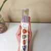 Incensário de Pedra Natural Selenita Barra com Kit 7 Chakras Natural Rolado.