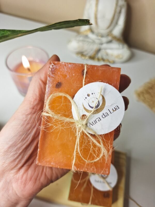 SABONETE ENERGÉTICO- MELANCIA (ENERGIA REVITALIZANTE, FRESCOR REFRESCANTE, COR LARANJA)