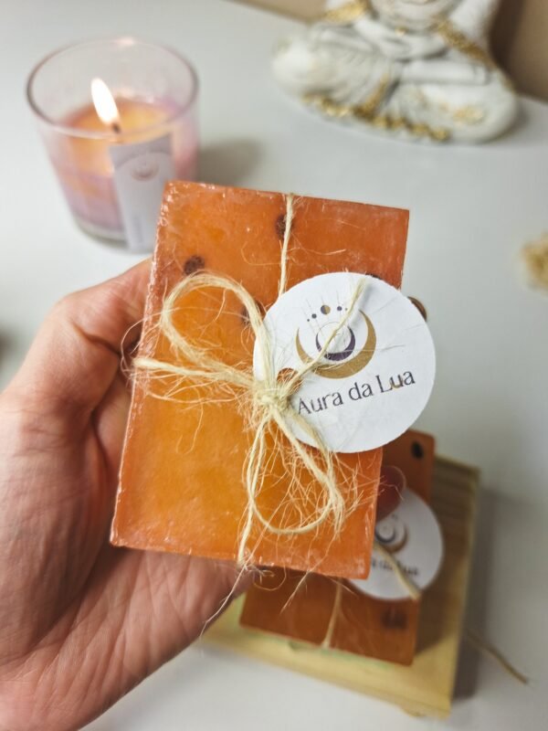 SABONETE ENERGÉTICO- MELANCIA (ENERGIA REVITALIZANTE, FRESCOR REFRESCANTE, COR LARANJA)