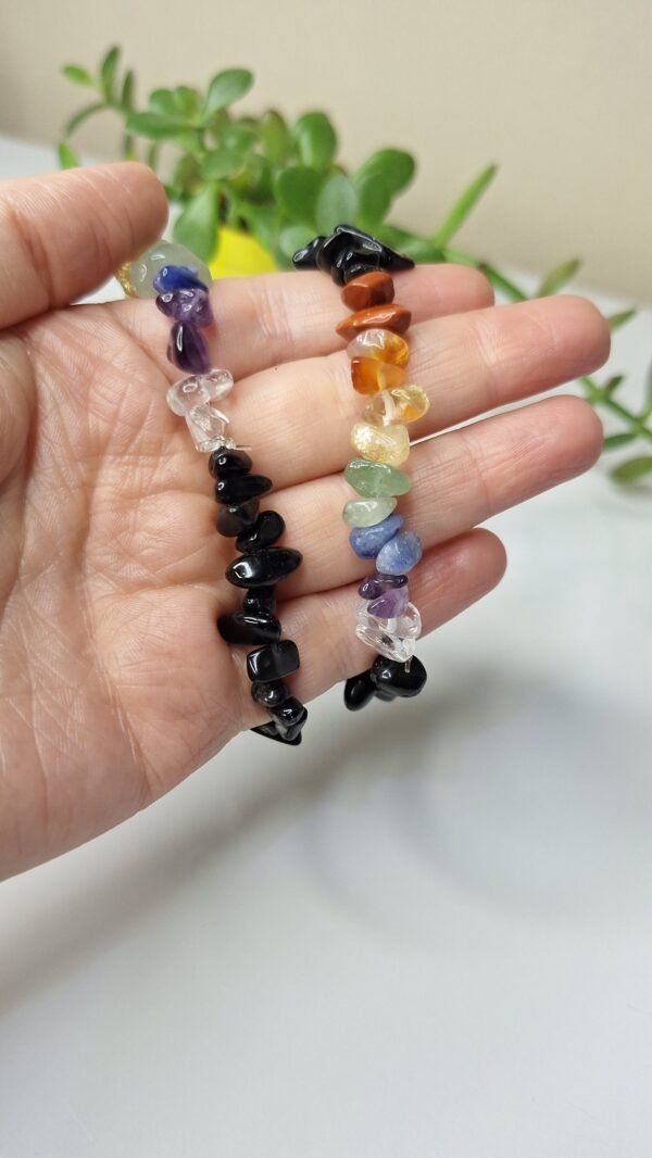 Pulseira de Obsidiana Negra e 7 Cristais Chakras - Harmonia e Proteção Energética