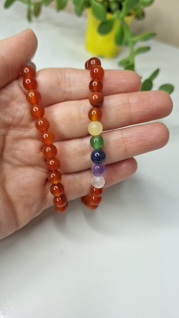 Pulseira 7 Chakras Cornalina 6mm - Energia e Vitalidade
