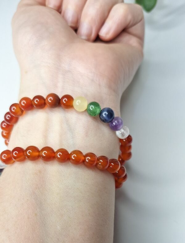 Pulseira 7 Chakras Cornalina 6mm - Energia e Vitalidade