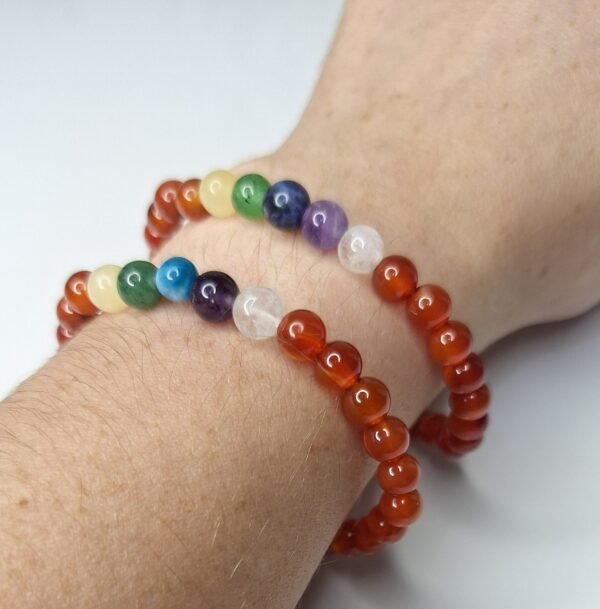 Pulseira 7 Chakras Cornalina 6mm - Energia e Vitalidade