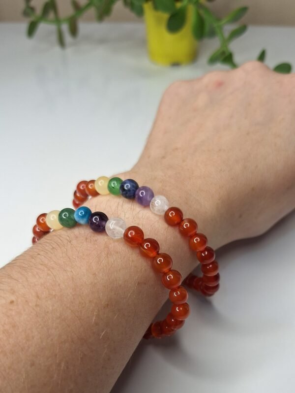 Pulseira 7 Chakras Cornalina 6mm - Energia e Vitalidade