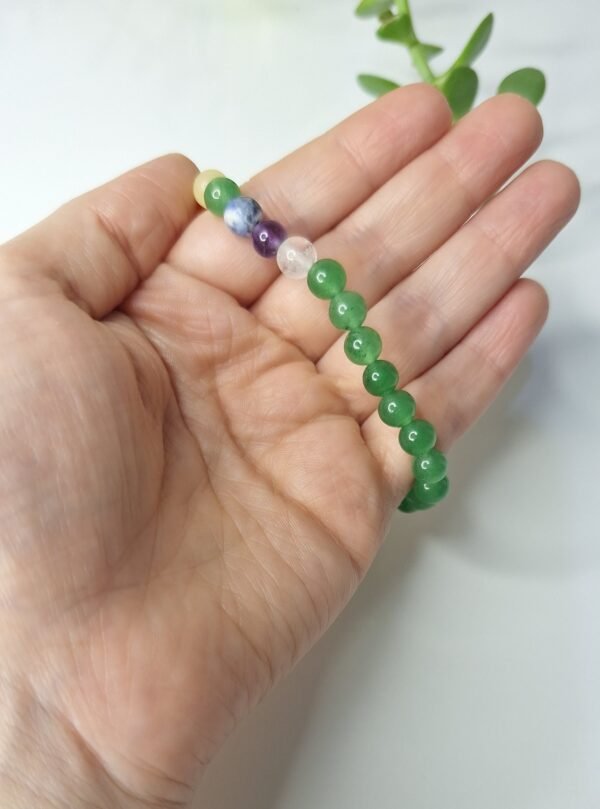 Pulseira 7 Chakras de Quartzo Verde 6mm- Saúde e Equilíbrio Emocional