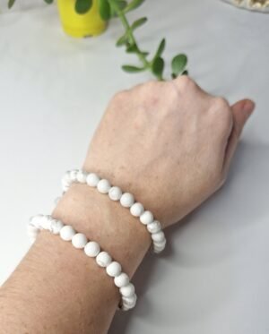 Pulseira de Howlita Redonda 6mm - Paz, Paciência e Equilíbrio de Emoções