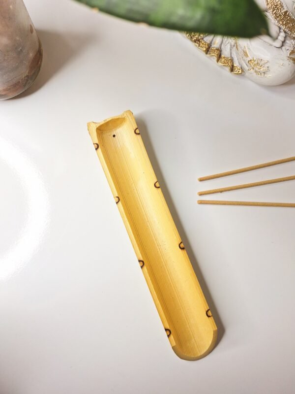 Incensário Bambu Natural Artesanal Canaleta Régua - Porta Incenso