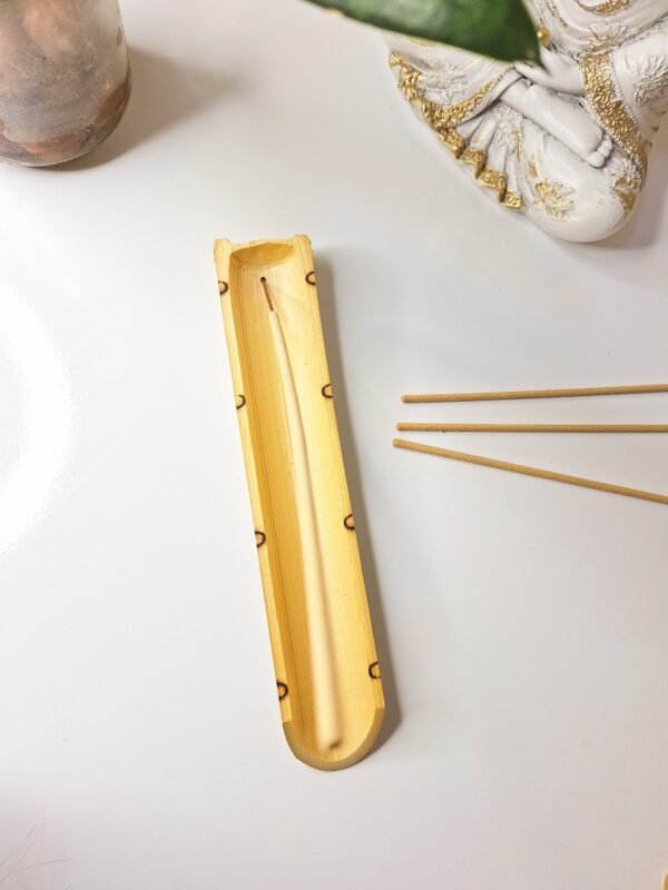 Incensário Bambu Natural Artesanal Canaleta Régua - Porta Incenso