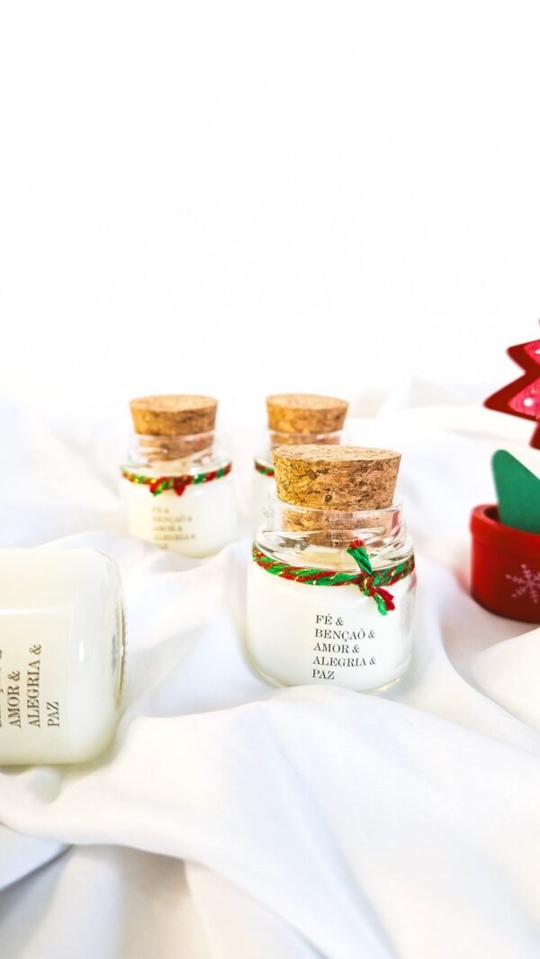 Vela de Natal: Maçã e Canela – Fé, Bênção, Amor, Alegria e Paz