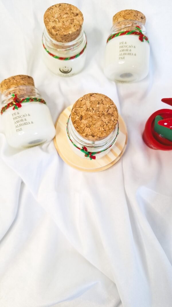 Vela de Natal: Maçã e Canela – Fé, Bênção, Amor, Alegria e Paz