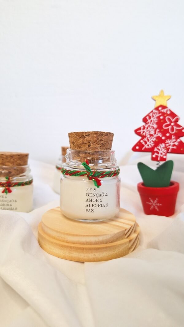 Vela de Natal: Maçã e Canela – Fé, Bênção, Amor, Alegria e Paz