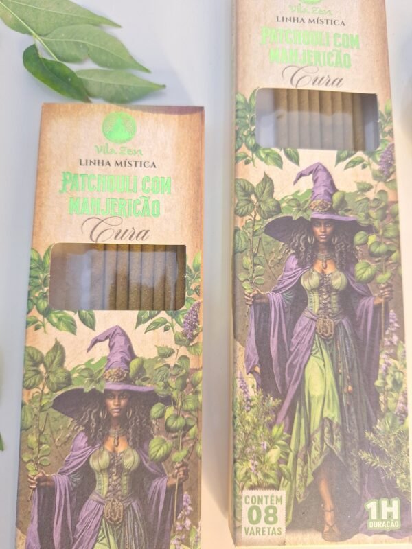 Incenso Vila Zen – Linha Mística das Bruxas 🌿 Patchouli com Manjericão – Cura e Renovação 🌿