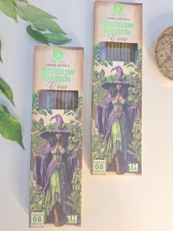 Incenso Vila Zen – Linha Mística das Bruxas 🌿 Patchouli com Manjericão – Cura e Renovação 🌿