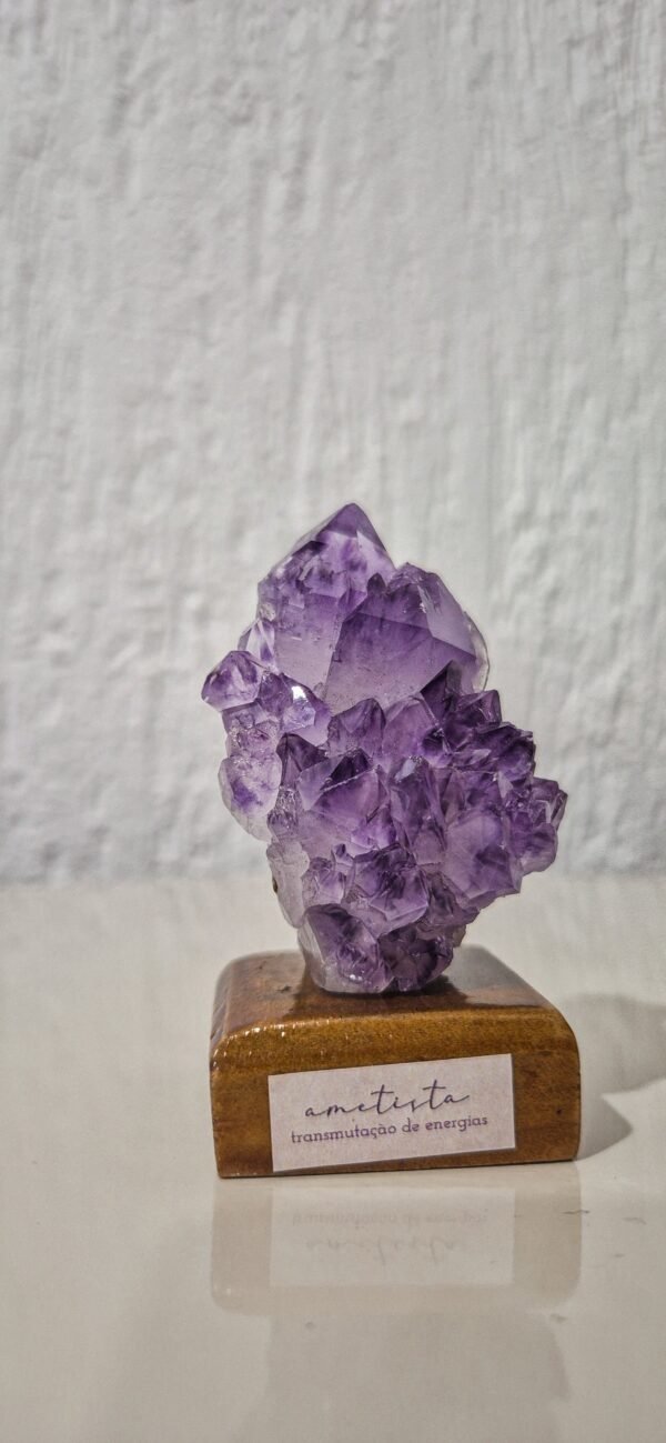 Drusa de Ametista na Base de Madeira – Proteção, Intuição e Harmonia ✨💜