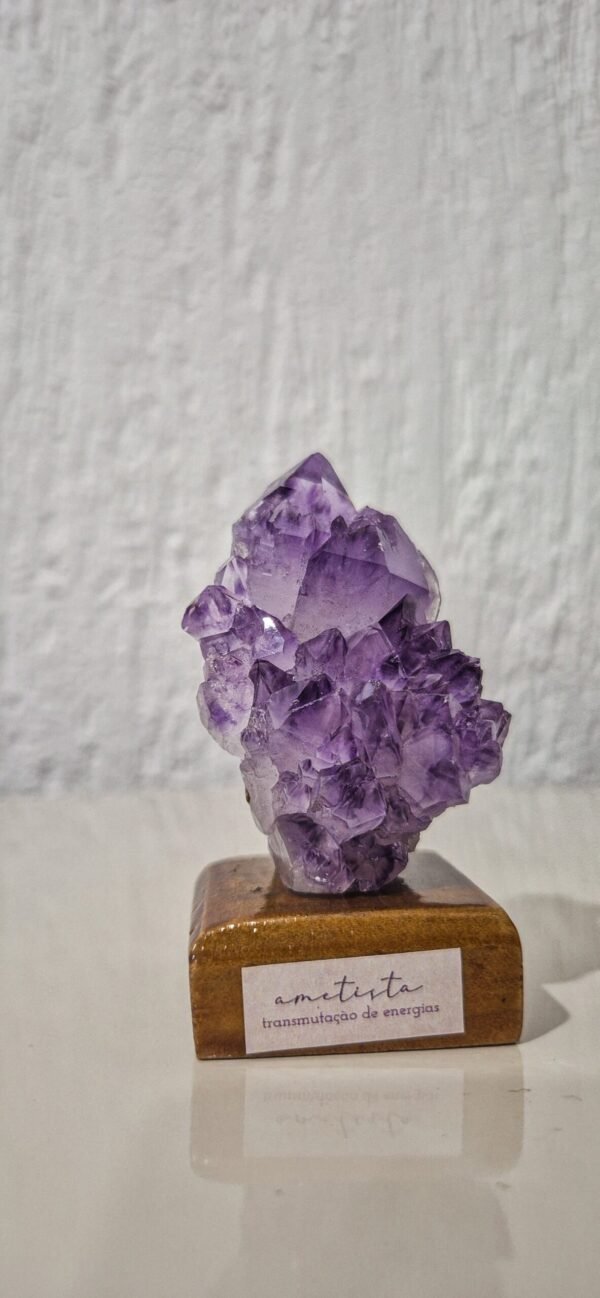 Drusa de Ametista na Base de Madeira – Proteção, Intuição e Harmonia ✨💜