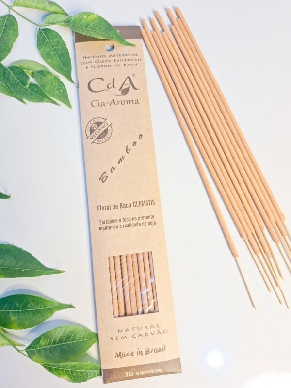 Incenso 100% Natural de Bamboo e Floral de Bach Clematis Vegano – Fortalece o foco