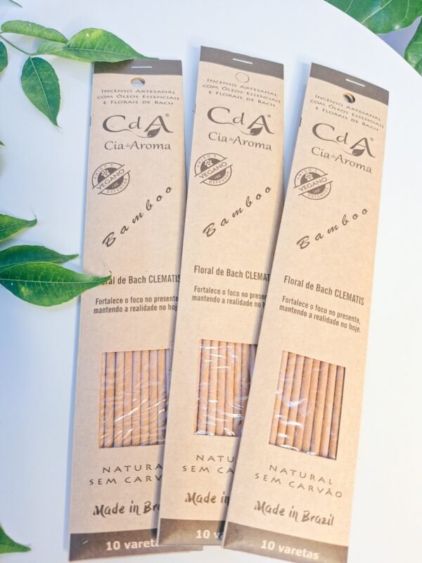 Incenso 100% Natural de Bamboo e Floral de Bach Clematis Vegano – Fortalece o foco