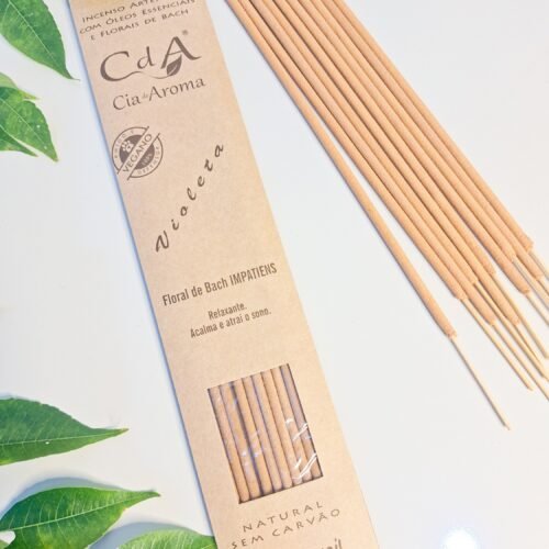Incenso 100% Natural e Vegano - VIOLETA com Óleos Essenciais Floral de Bach IMPATIENS- Relaxante