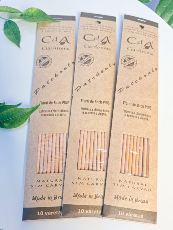 Incenso 100% Natural e vegano PATCHOULY com Óleos Essenciais Floral de Bach Pine- Aumenta a Alegria