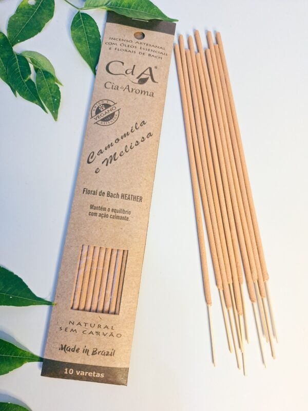 Incenso 100% Natural de Camomila e Melissa e Floral de Bach Vegano- Ação Calmante