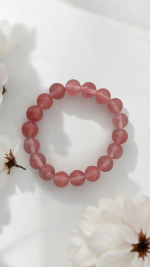 Pulseira de Quartzo Rosa - Pedra do Amor - Cura do Coração, Amor Próprio, Perdão e Gratidão