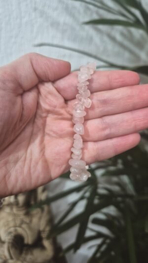 Pulseira de Quartzo Rosa Claro- Pedra do Amor - Cura do Coração, Amor Próprio, Perdão e Gratidão