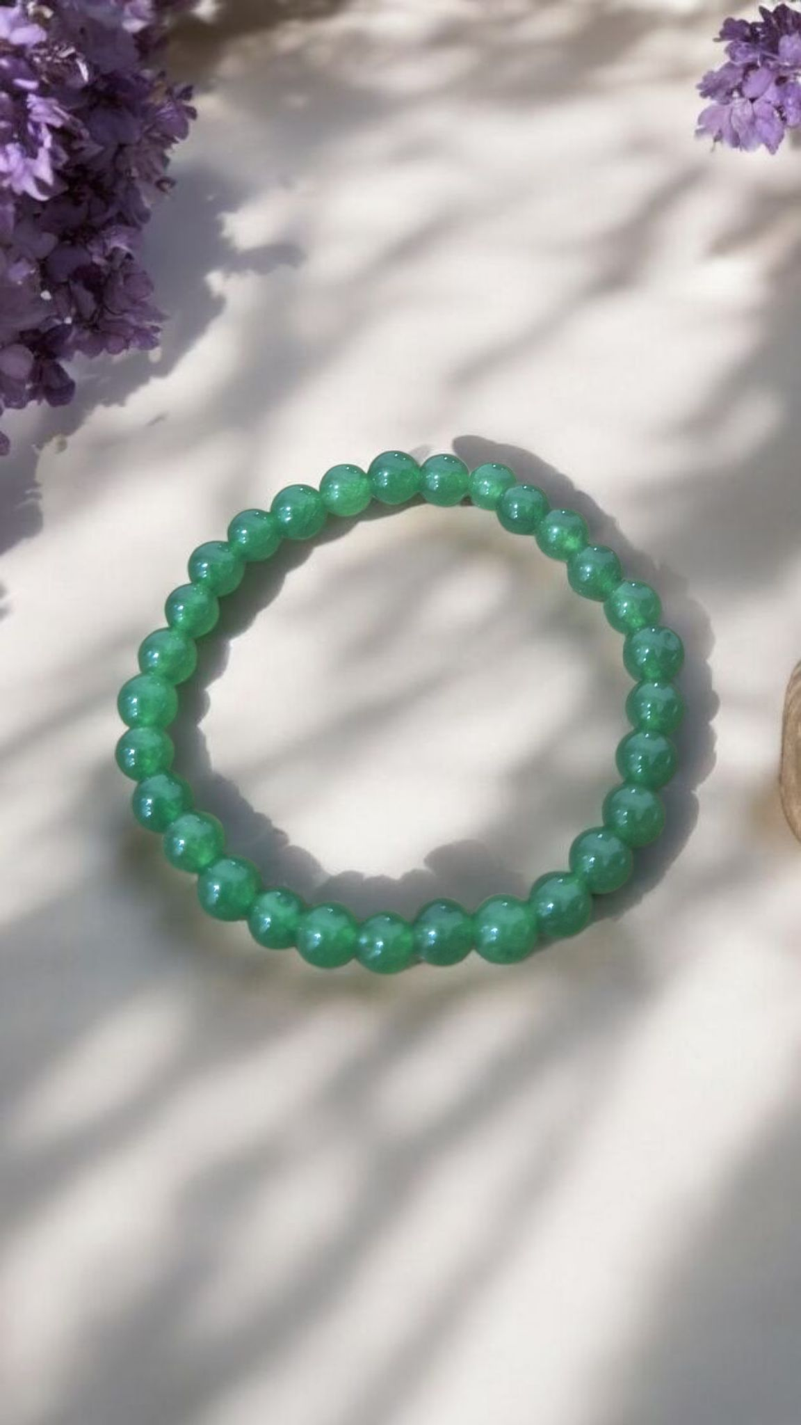 Pulseira de Quartzo Verde esfera de 6 mm — Cura, Equilíbrio e Bem-Estar