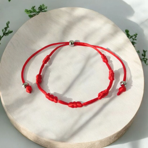 Pulseira 7 Nós Vermelha - Proteção e Boa Sorte (Kabbalah)