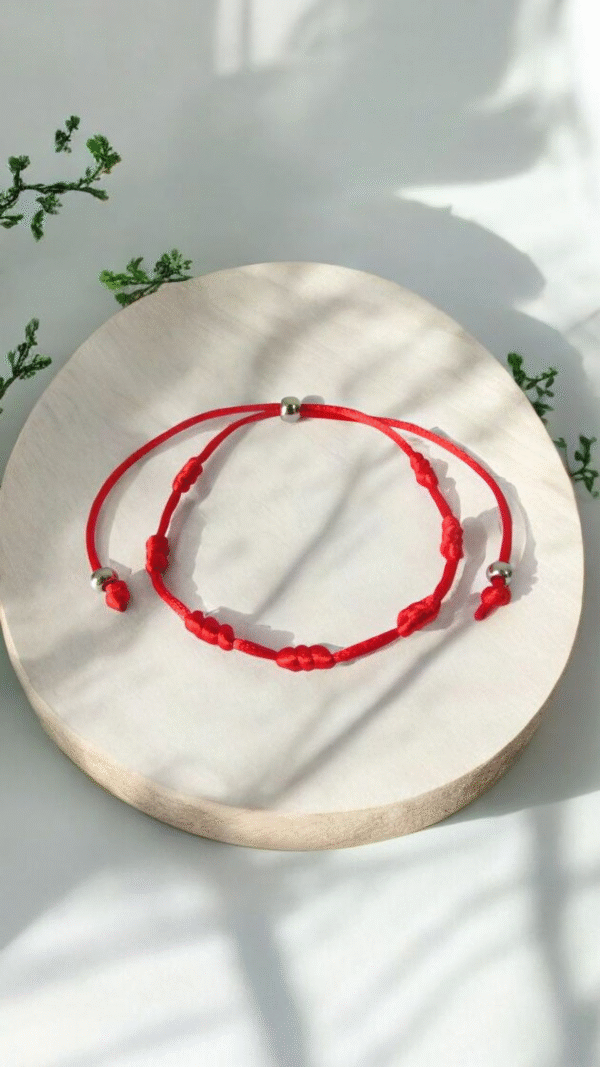 Pulseira 7 Nós Vermelha - Proteção e Boa Sorte (Kabbalah)