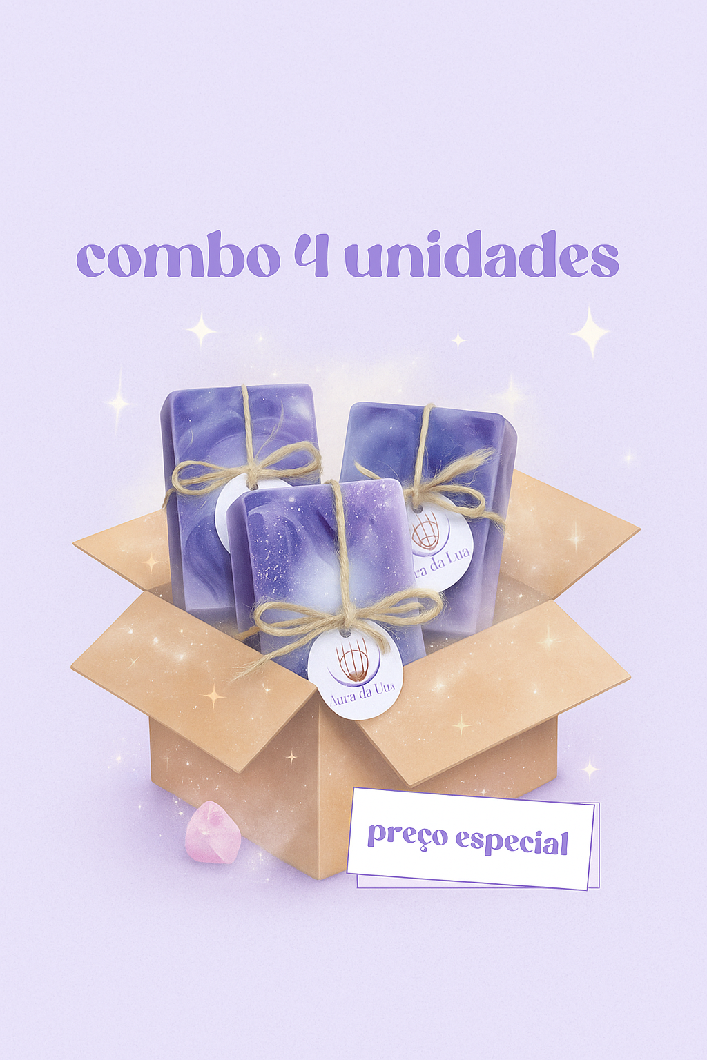 Combo com 4 Sabonetes AMORA (Nutrição Emocional, Acolhimento, Leveza e Prazer) 100g a 120g