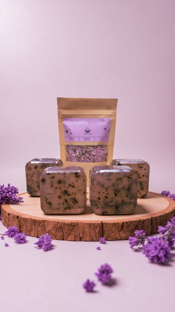 💜 Kit Ritual da Calma & Renovação | Lavanda (4 sabonetes + 1 Banho de Lavanda & Camomila — com Reiki)