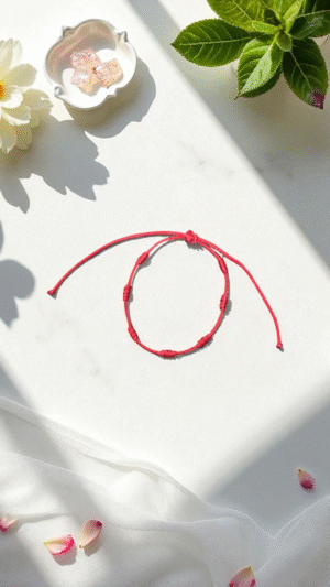 Pulseira 7 Nós Vermelha - Proteção e Boa Sorte (Kabbalah)