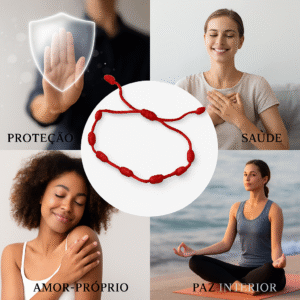 Pulseira 7 Nós Vermelha - Proteção e Boa Sorte (Kabbalah)