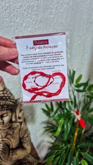 Pulseira 7 Nós Vermelha - Proteção e Boa Sorte (Kabbalah)