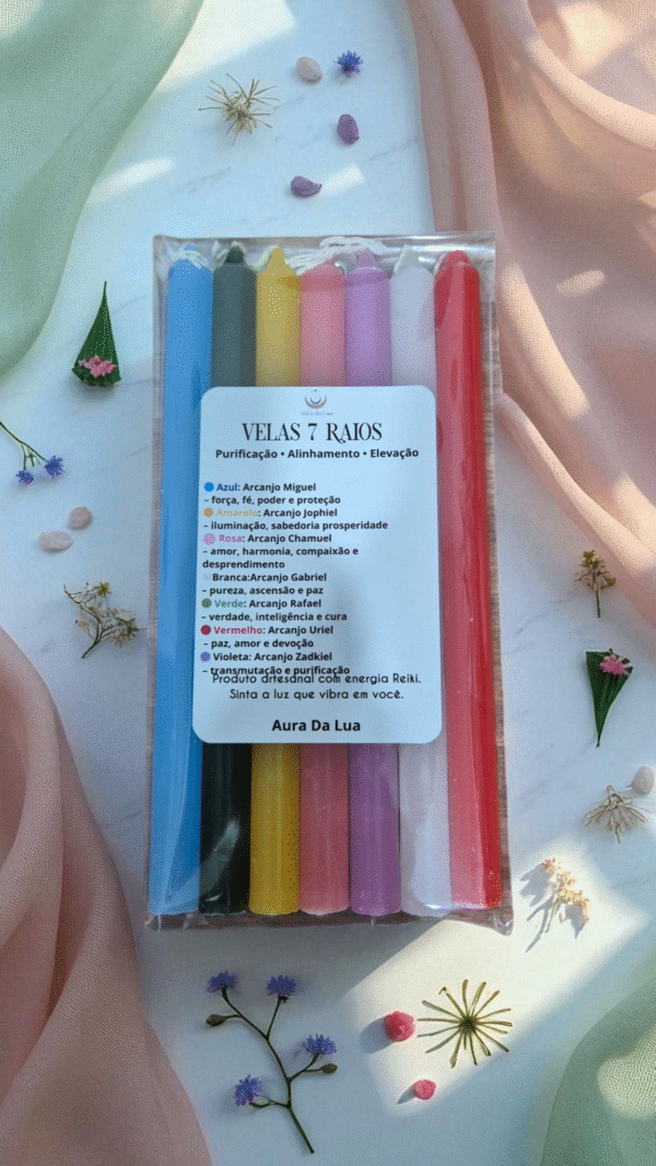 ✨ Vela Palito Aura – 7 Raios | Conexão com os Arcanjos e os Sete Raios Sagrados ✨