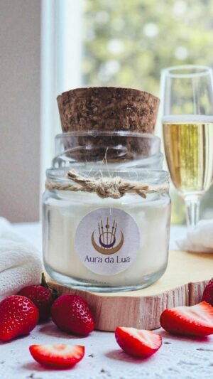 Vela Morango com Champagne – Aroma Festivo | Chama do Encanto e Alegria de Viver