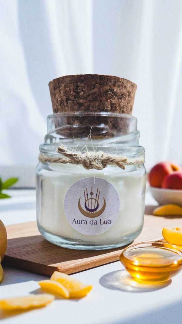Vela Nectarina e Mel – Aroma Doce Solar | Chama da Abundância e Doçura de Viver