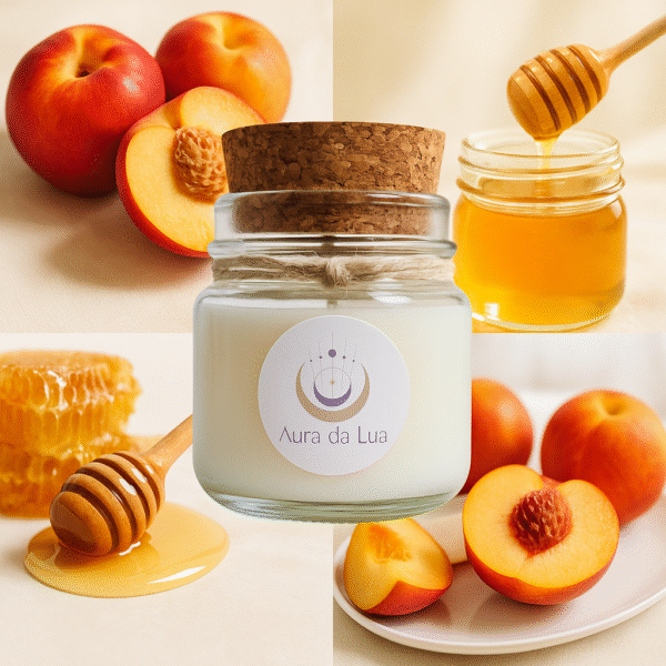 Vela Nectarina e Mel – Aroma Doce Solar | Chama da Abundância e Doçura de Viver