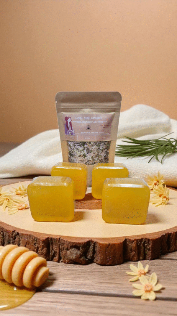 💜 Kit Ritual da Sorte & Sucesso – proteção e prosperidade em um só banho (4 sabonetes  de Mel+ 1 Banho para Abrir caminhos — com Reiki)