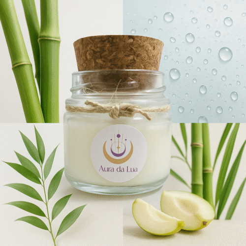 Vela Bamboo – Aroma de Renovação | Chama de Equilíbrio e Leveza  (com energia Reiki)