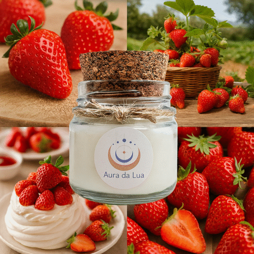 Vela Merengue de Morango – Aroma de Doçura | Encanto, Conforto e Afeto (com energia Reiki)