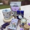 🧿 Kit Olho Místico – Proteção & Leveza | Banho de Lavanda e Camomila+ Vela Olho Grego + Caneca Olho Grego com Suporte de Madeira + Sabonete de Anil & Lavanda + Kit 7 Pedras da Sorte