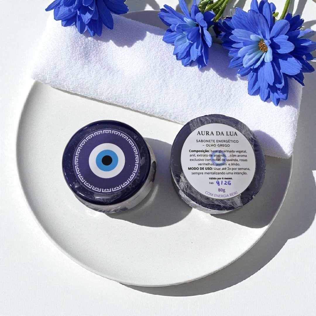 (LANÇAMENTO) SABONETE OLHO GREGO COM ANIL – aroma exclusivo (Proteção, Limpeza Espiritual e Harmonia)