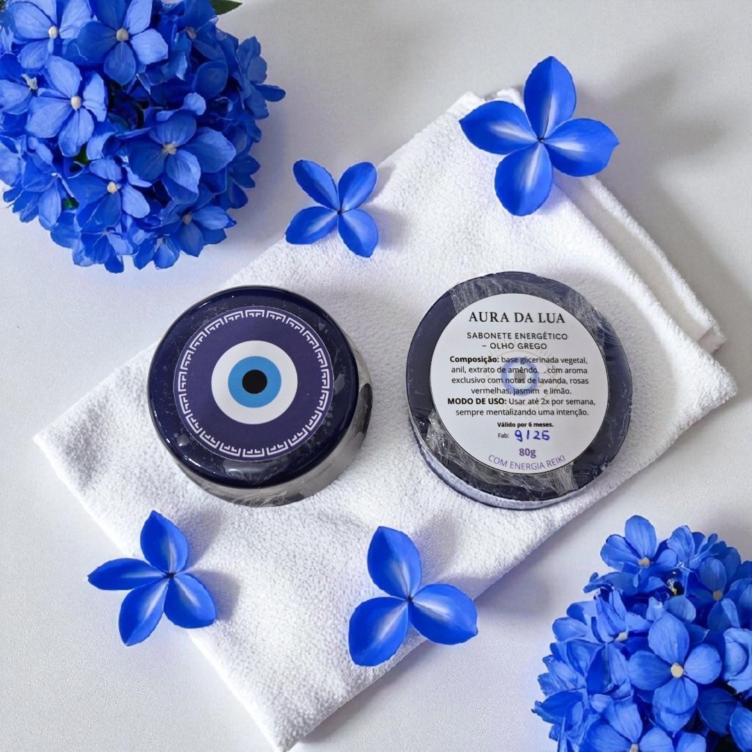 (LANÇAMENTO) SABONETE OLHO GREGO COM ANIL – aroma exclusivo (Proteção, Limpeza Espiritual e Harmonia)