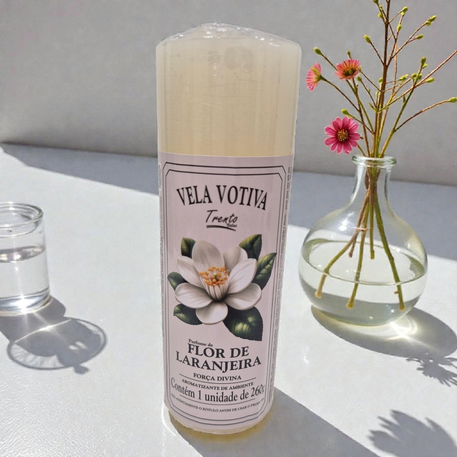 Vela Perfumada 7 Dias 265g – Flor de Laranjeira | Força Divina, Fé e Proteção