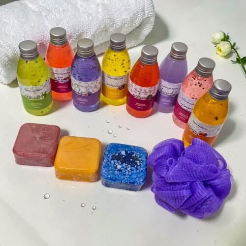 KIT COMPLETO| 8 Geleias de Banho + 3 Sabonetes  e (Esponja Puff de GRÁTIS)